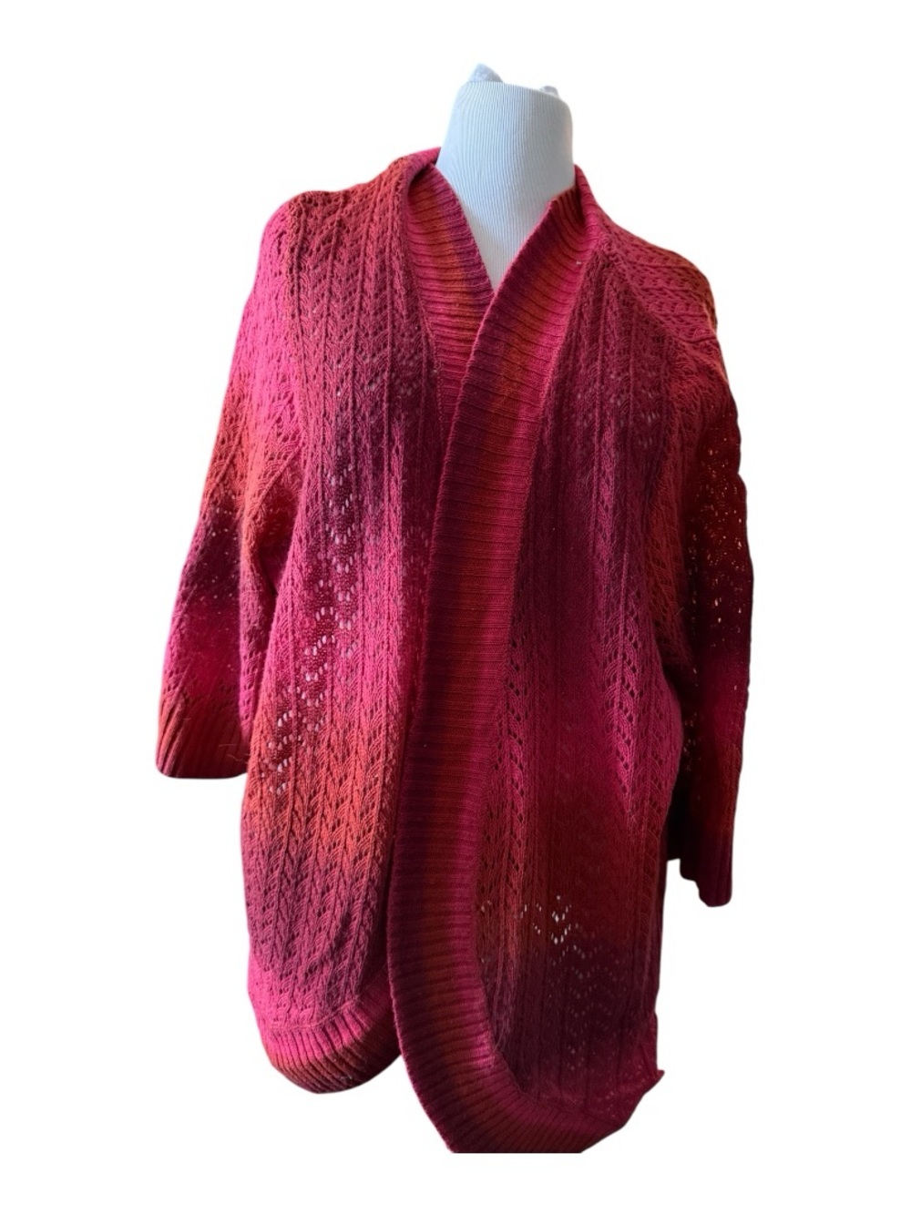 Catherines Ombre Open-Front Knit Cardigan - Pink & Coral - size 30/32w